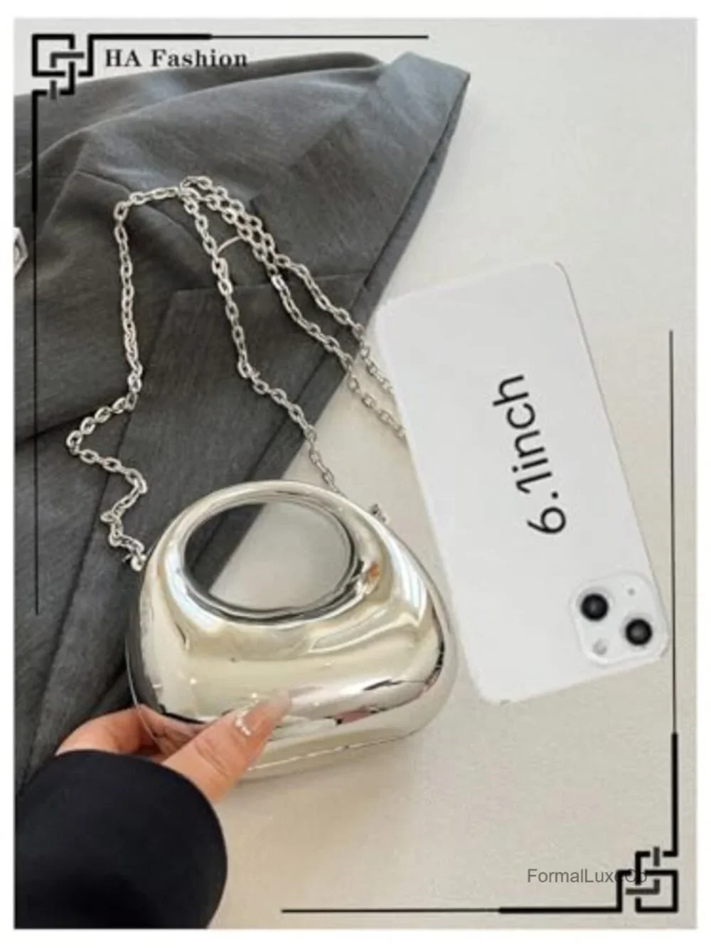 Metallic Chain Crossbody Mini Clutch Purse Women Evening Bag Cocktail Party
